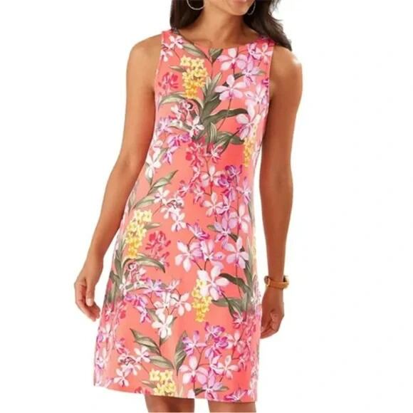 Tommy Bahama Darcy Sheath Dress Size Small Dubarry Coral Floral Stretch Beachy - Picture 1 of 8